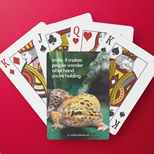 Funny Leopard Gecko Smiles for the Paparazzi Playing Cards (Funny Leopard Gecko Smiles for the Paparazzi Playing Cards Cover Photo)