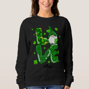 Funny Leopard Irish Green Plaid Beer Gnome St Patr Sweatshirt