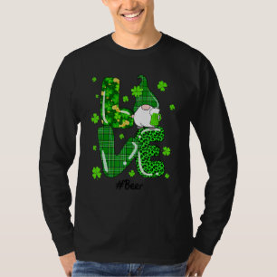 Funny Leopard Irish Green Plaid Beer Gnome St Patr T-Shirt