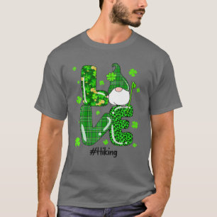Funny Leopard Irish Green Plaid Hiking Gnome St.Pa T-Shirt