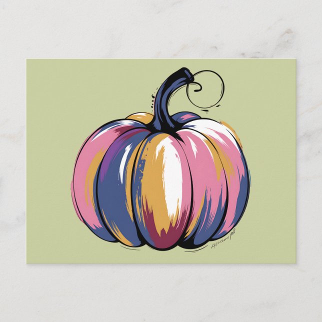 Funny Leopard Pumpkin Halloween Fall  Postcard (Front)