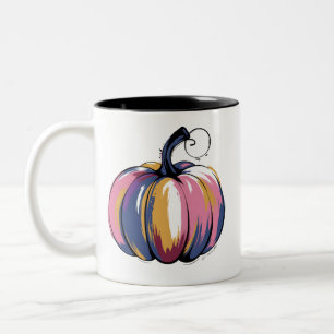 Funny Leopard Pumpkin Halloween Fall  Two-Tone Coffee Mug