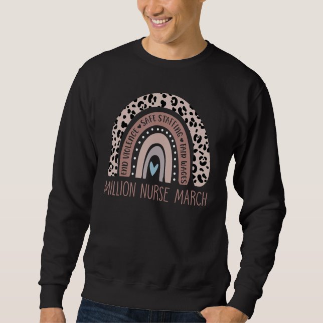Funny Leopard Rainbow Million Nurse March 2022 Lov Sweatshirt (Front)