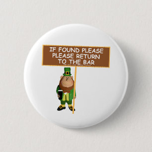 Funny leprechaun 6 cm round badge