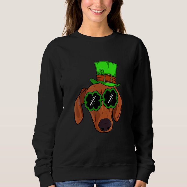Funny Leprechaun Dachshund C St Patricks Day Dog Sweatshirt (Front)