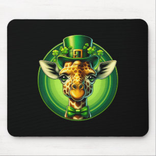 Funny Leprechaun Giraffe St Patricks Day Kids Men  Mouse Pad