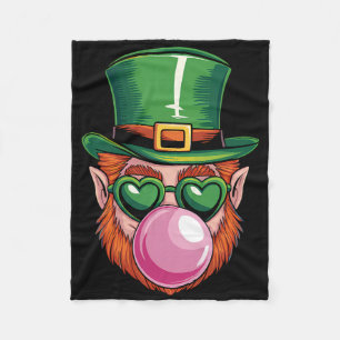 Funny Leprechaun Gles Bubblegum St Patricks Day Fleece Blanket