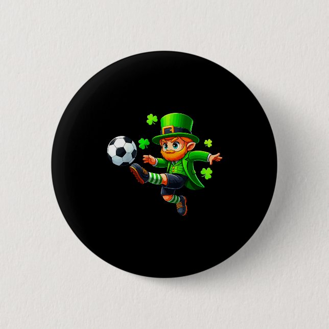 Funny Leprechaun Irish Soccer St Patricks Men Boy  6 Cm Round Badge (Front)