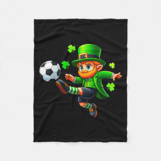 Funny Leprechaun Irish Soccer St Patricks Men Boy  Fleece Blanket