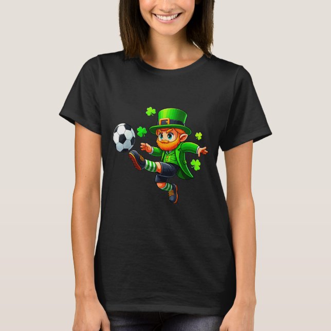 Funny Leprechaun Irish Soccer St Patricks Men Boy  T-Shirt (Front)
