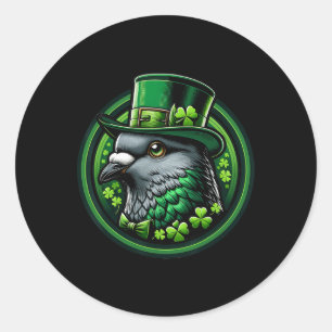 Funny Leprechaun Pigeon St Patricks Day Kids Men W Classic Round Sticker