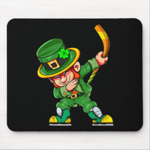 Funny Leprechaun Play Hockey St Patricks Day Sport Mouse Pad