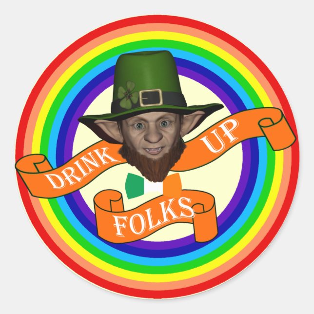 Funny  leprechaun St Patrick's day Classic Round Sticker (Front)