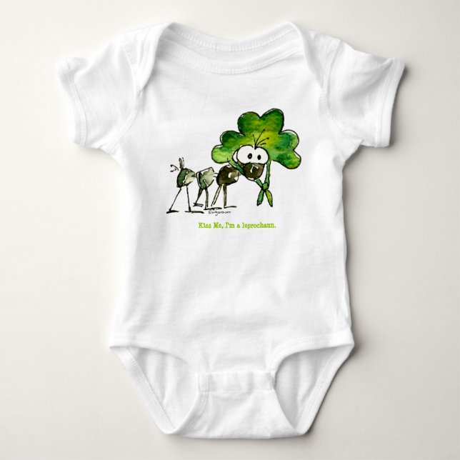 Funny Leprochaun St. Patricks Day Baby Bodysuit (Front)