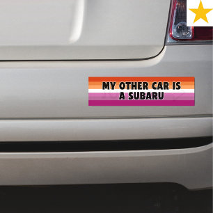 Funny Lesbian Joke Gay Pride Colors Bumper Sticker