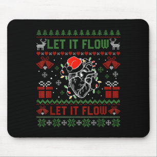 Funny Let It Flow Anatomy Heart Cardiac Nurse Grou Mouse Pad