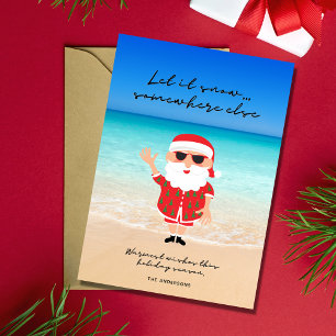 Funny Let it Snow Florida Santa Beach Christmas Holiday Card