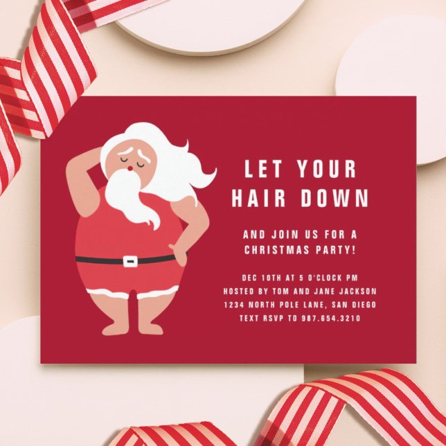 Funny Let Your Hair Down Santa Invitation (Creator Uploaded)