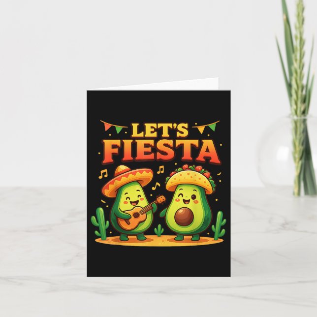 Funny Lets Fiesta Avocado &amp; Tacos Cinco De May Card (Front)