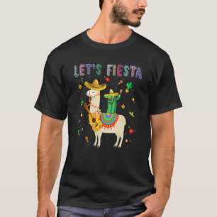 Funny Let's Fiesta Sombrero Llamas Cactus Mexican T-Shirt
