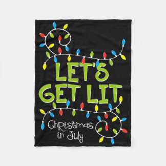 Funny Let's Get Lit Christmas In July Shirt Summer Fleece Blanket