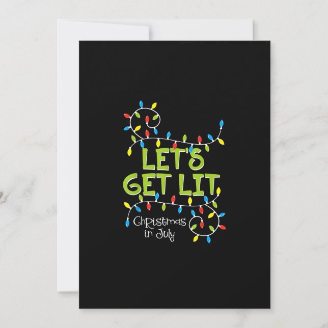 Funny Let's Get Lit Christmas Lights Holiday Card (Front)