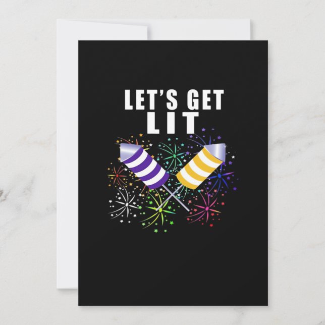 Funny Let's Get Lit - Independence Pun Classic Holiday Card (Front)