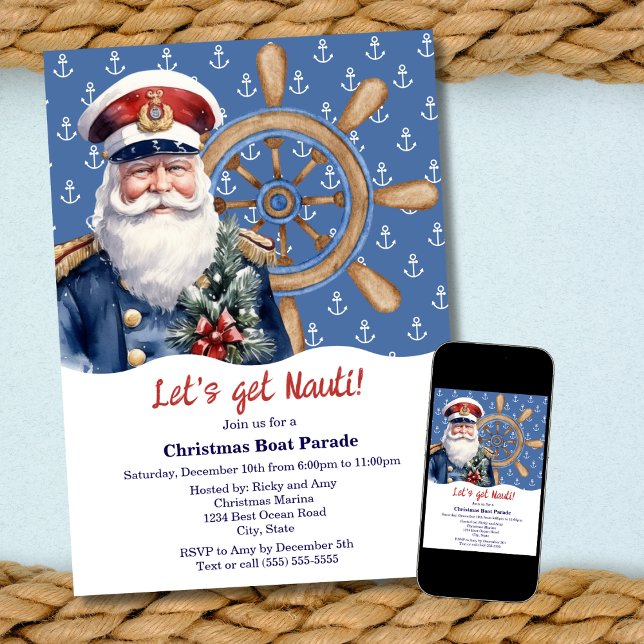 Funny Let's Get Nauti Christmas Boat Parade Invitation (Creator Uploaded)