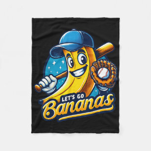 Funny Lets Go Bananas Cute Banana Fruit Lover Game Fleece Blanket