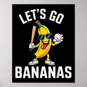 Funny Lets Go Bananas Cute Banana Fruit Lover Game Poster