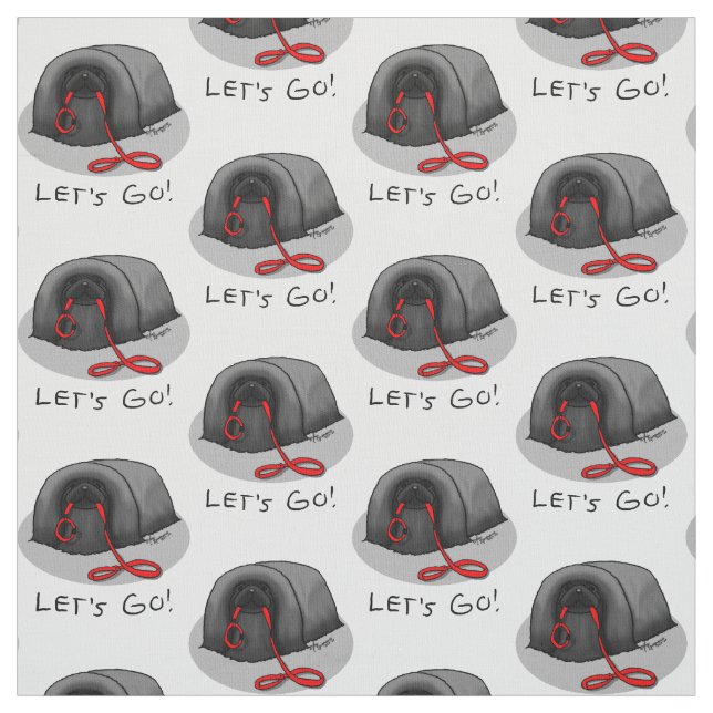Funny Let's Go! for a Walk Pekingese Dog (black) Fabric (Swatch)