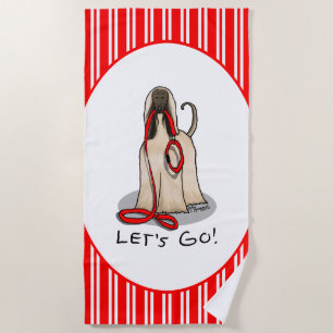 Funny Let's Go! Walk Afghan Hound (Cream) Beach Towel