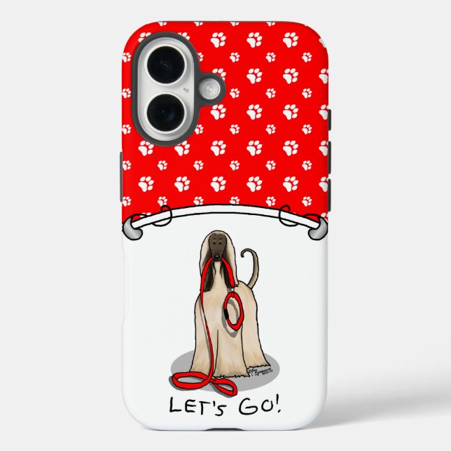 Funny Let's Go! Walk Afghan Hound (Cream) Case-Mate iPhone Case (Back)