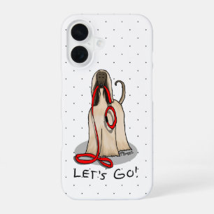 Funny Let's Go! Walk Afghan Hound (Cream) iPhone 16 Case
