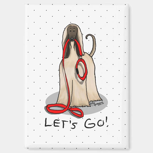 Funny Let's Go! Walk Afghan Hound (Cream) Magnet (Front)