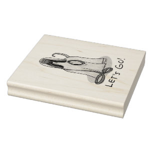 Funny Let's Go! Walk Afghan Hound (Cream) Rubber Stamp