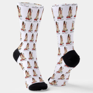 Funny Let's Go! Walk Afghan Hound (Cream) Socks