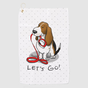 Funny Let's Go! Walk Basset Hound (tri-colour 1) Golf Towel