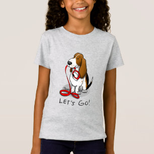 Funny Let's Go! Walk Basset Hound (tri-colour 1) T-Shirt