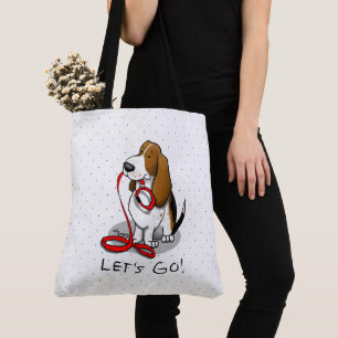 Funny Let's Go! Walk Basset Hound (tri-colour 1) Tote Bag