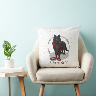 Funny Let's Go! Walk Belgian Sheepdog (black 1) Cushion