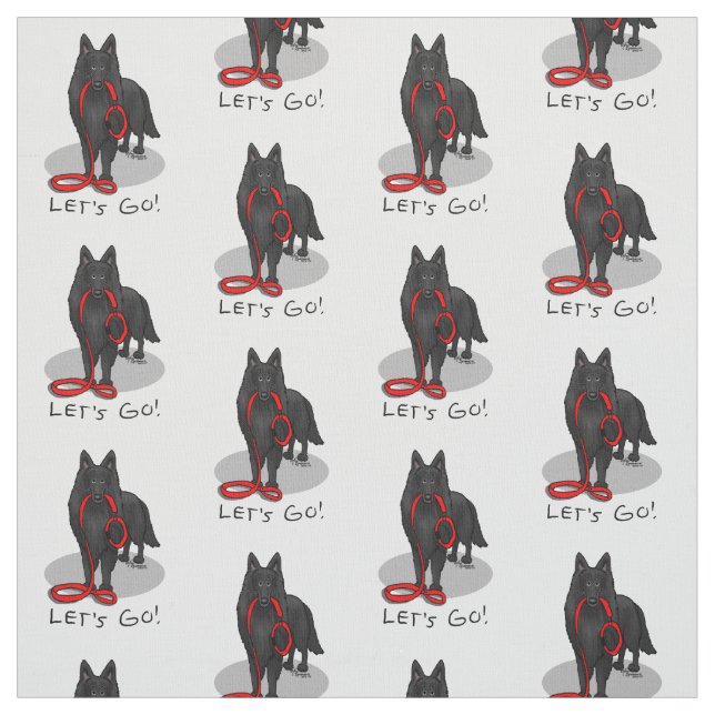 Funny Let's Go! Walk Belgian Sheepdog (black 1) Fabric (Swatch)