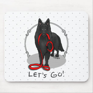 Funny Let's Go! Walk Belgian Sheepdog (black 1) Mouse Pad