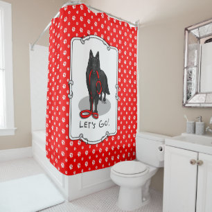 Funny Let's Go! Walk Belgian Sheepdog (black 1) Shower Curtain