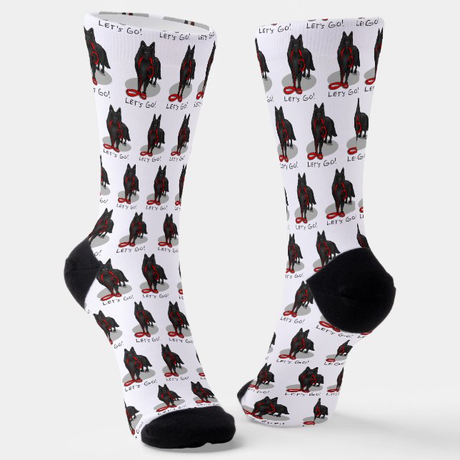 Funny Let's Go! Walk Belgian Sheepdog (black 1) Socks (Angled)