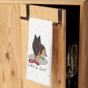 Funny Let's Go! Walk Belgian Tervuren (original) Tea Towel