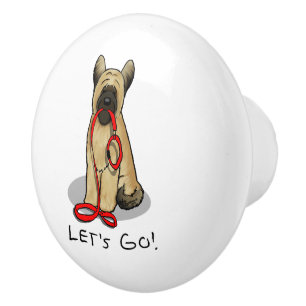 Funny Let's Go! Walk Briard (cr tawny black 1) Ceramic Knob