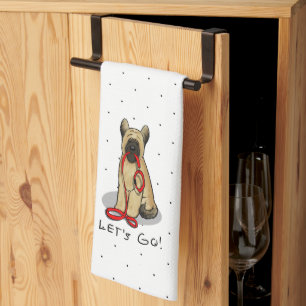 Funny Let's Go! Walk Briard (cr tawny black 1) Tea Towel
