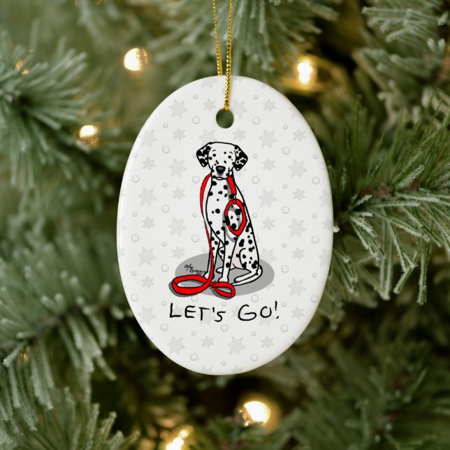Funny Let's Go! Walk Dalmatian Dog (black 1) Ceramic Tree Decoration (Tree)