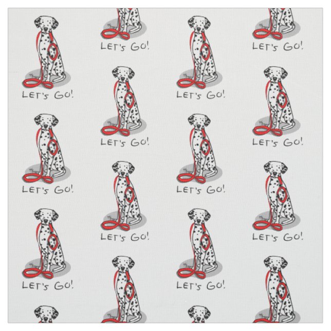Funny Let's Go! Walk Dalmatian Dog (black 1) Fabric (Swatch)